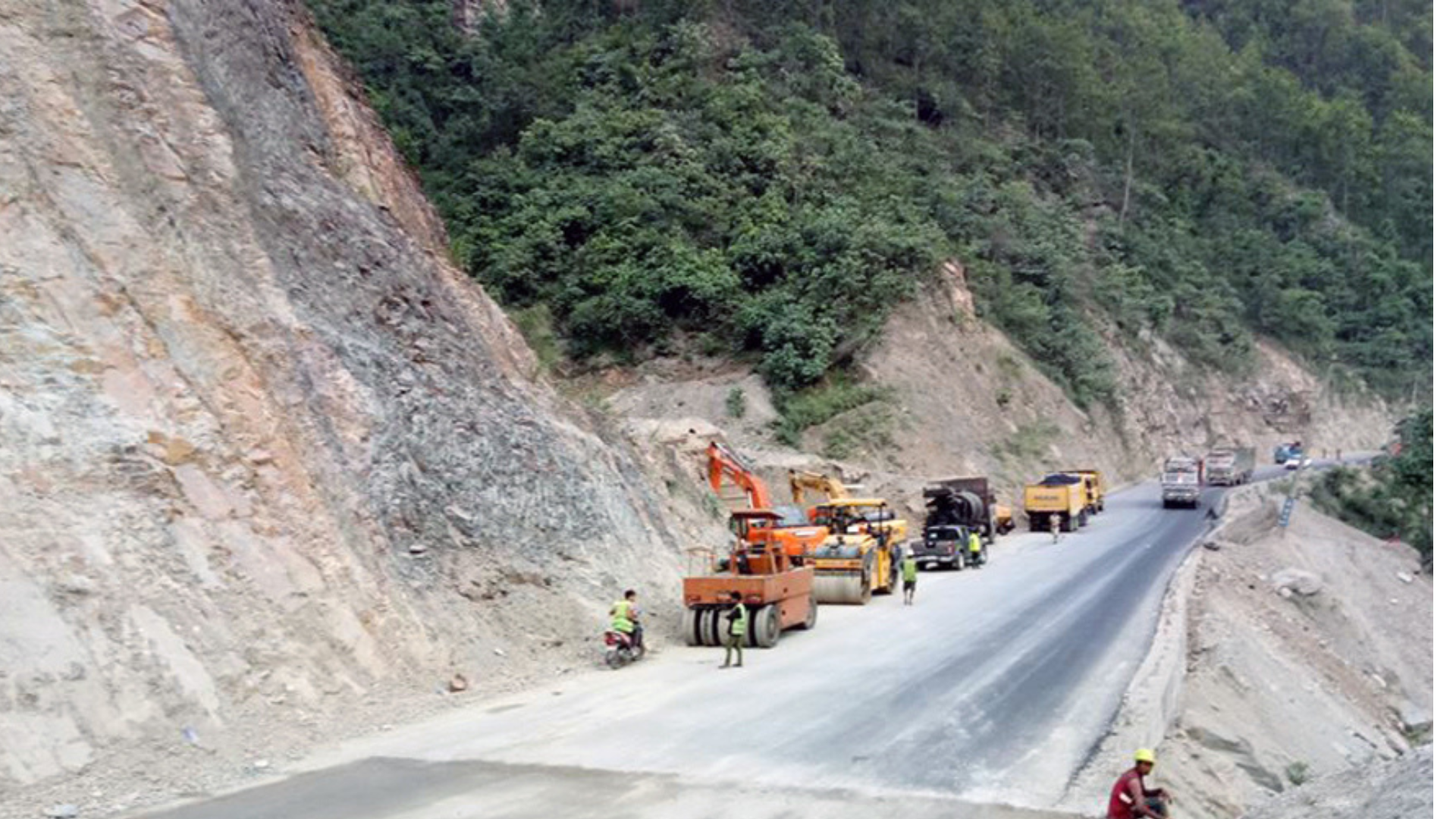 Narayangarh-Butwal road: Blacktopping begins in four years after laying foundation stone